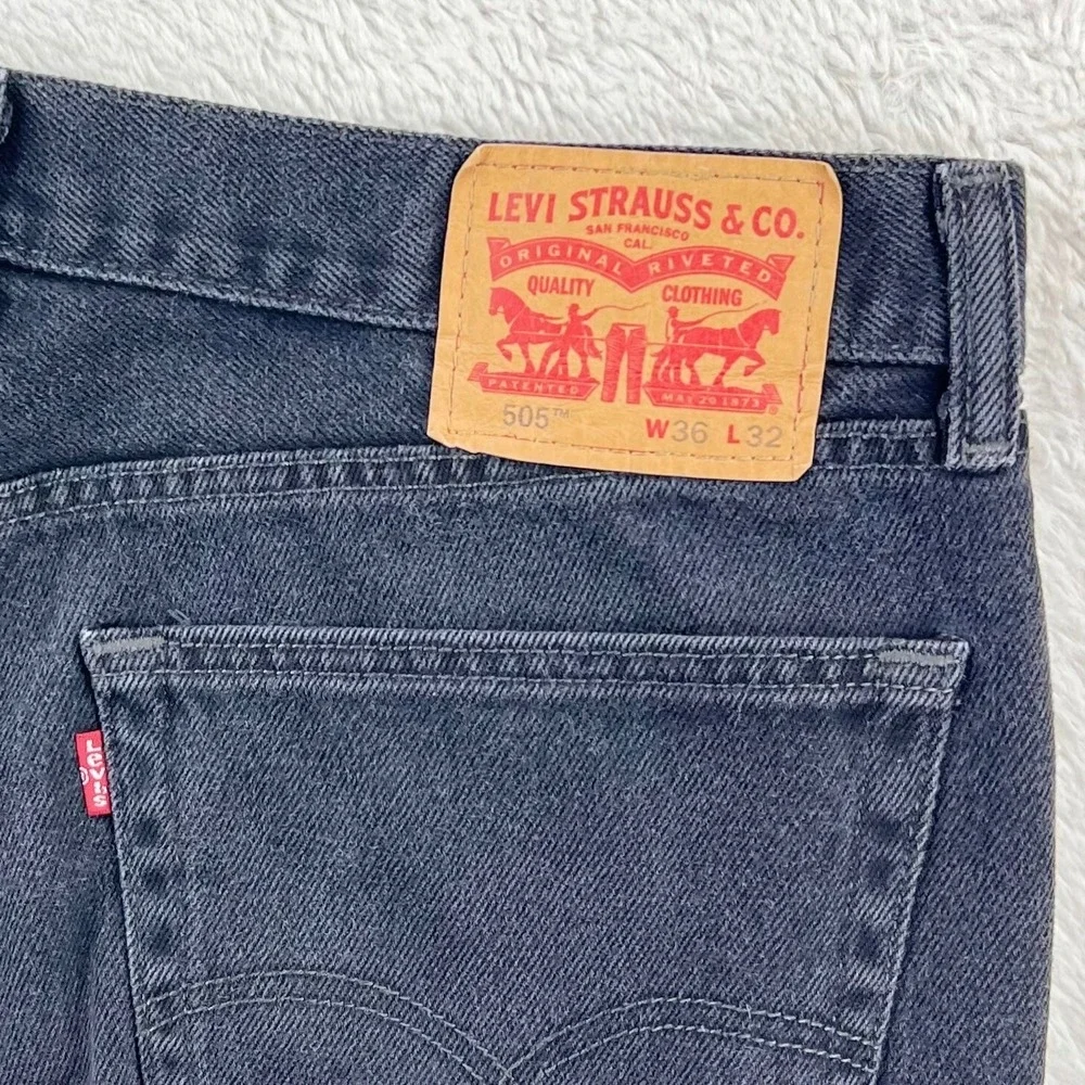 Levi's 505 Straight Fit Men's 36 Black Denim 36x32 Jeans‎ Classic Levis